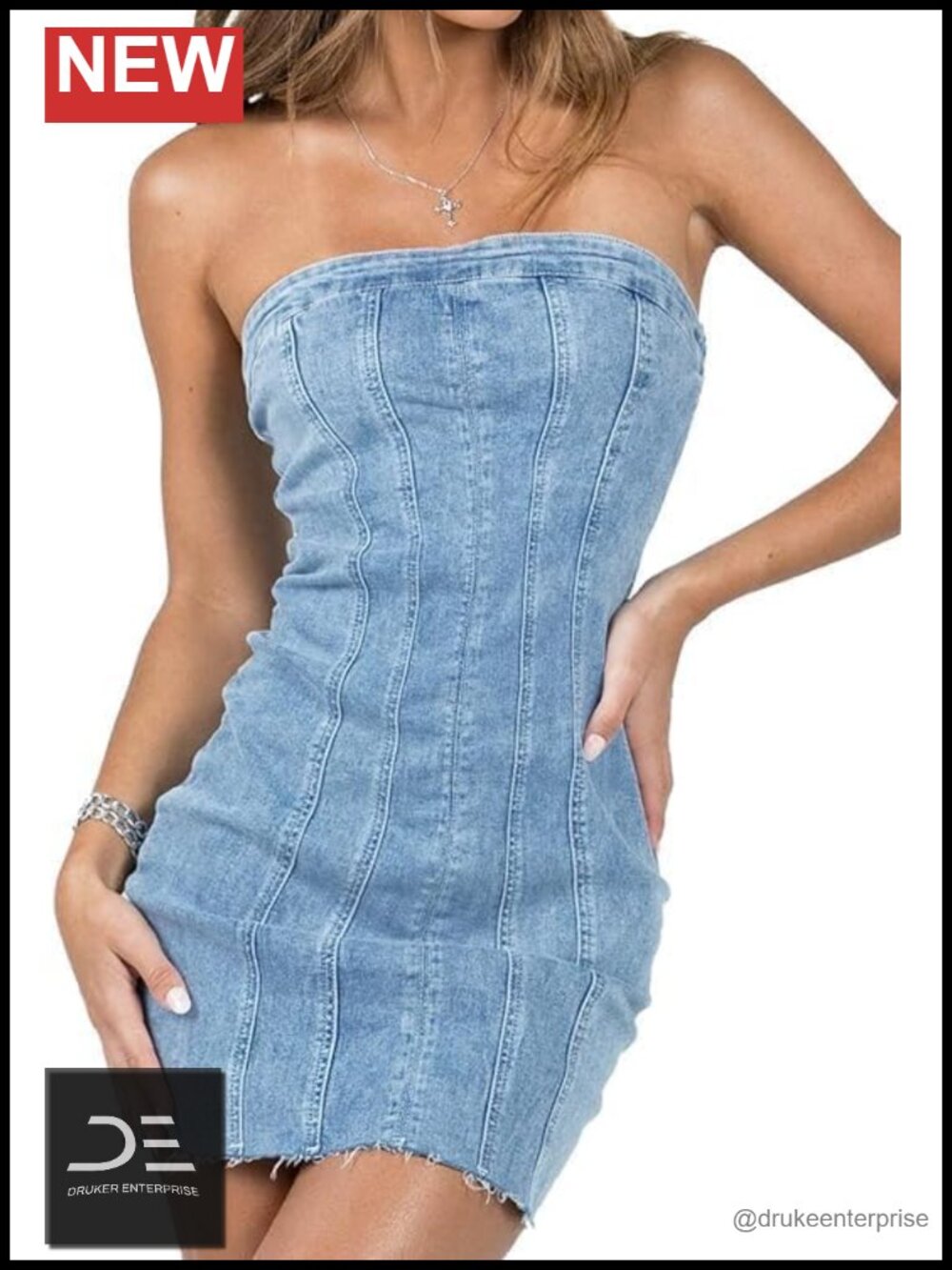 Women's Strapless Denim Mini Dress Bodycon Corset Tube Club Night Out